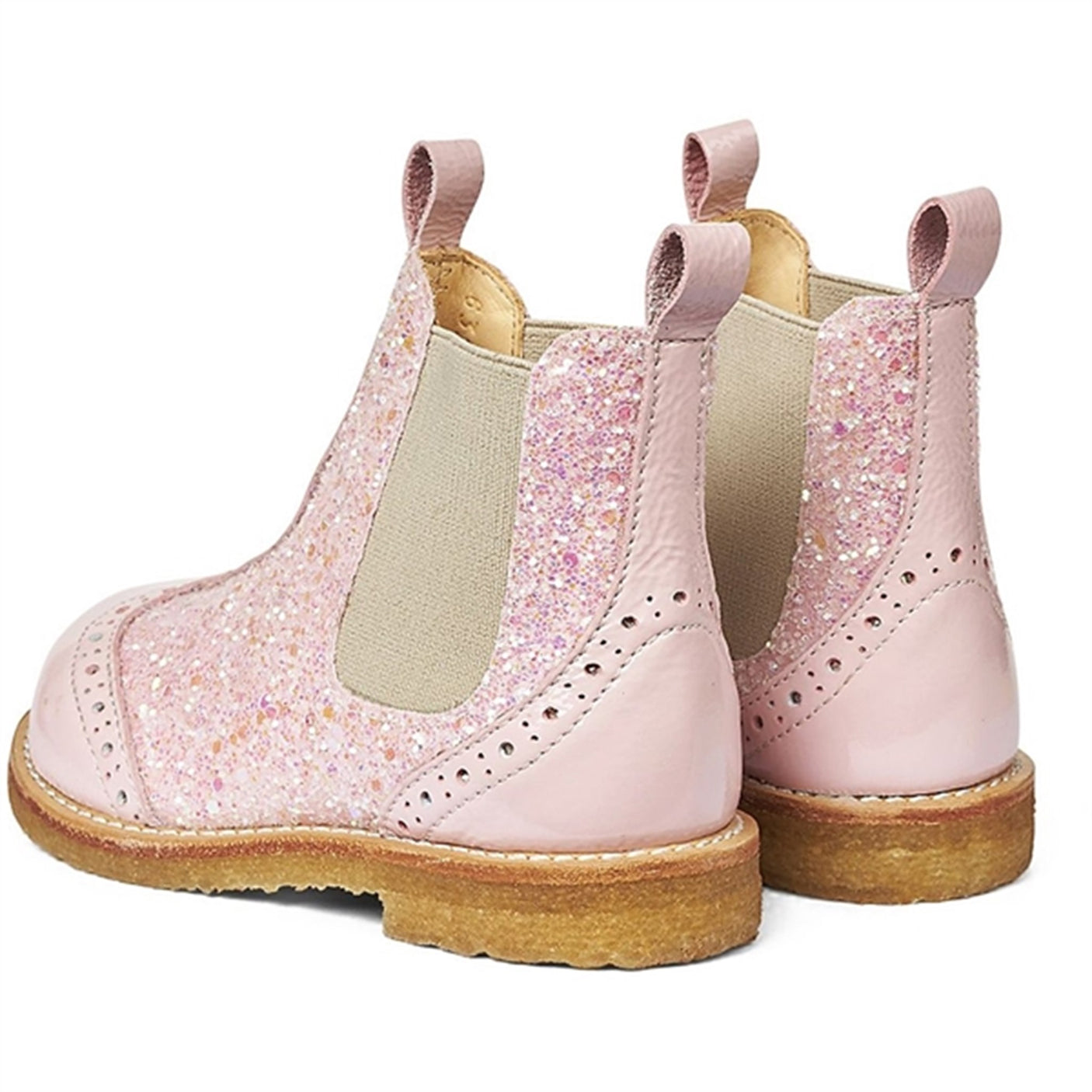 Angulus Chelsea Støvlet W. Elastic Band Rose/Rose Glitter/Beige