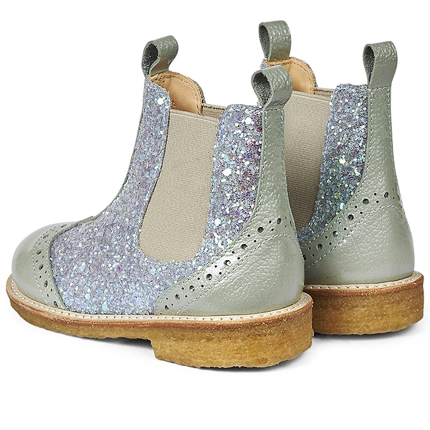 Angulus Chelsea Støvlet W. Elastic Band Mint/Mint Glitter/Beige