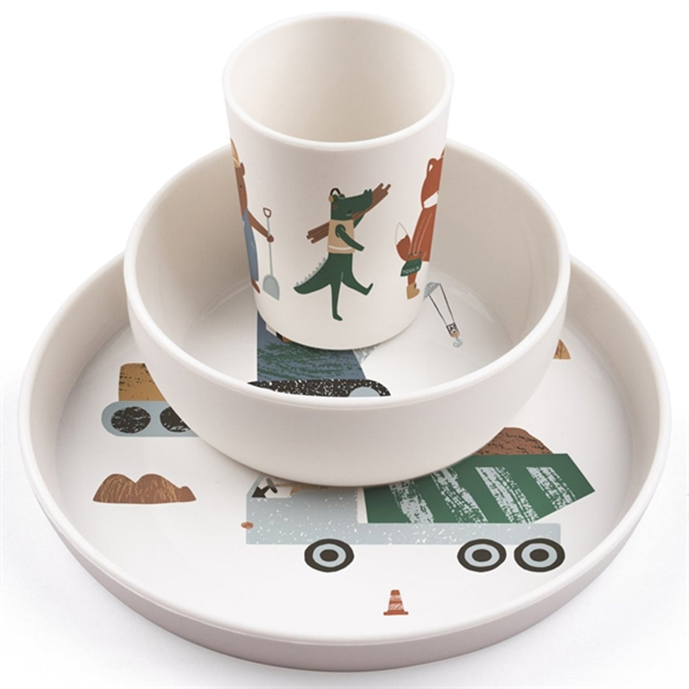 Sebra Tastii Dinner Set Busy Builders White