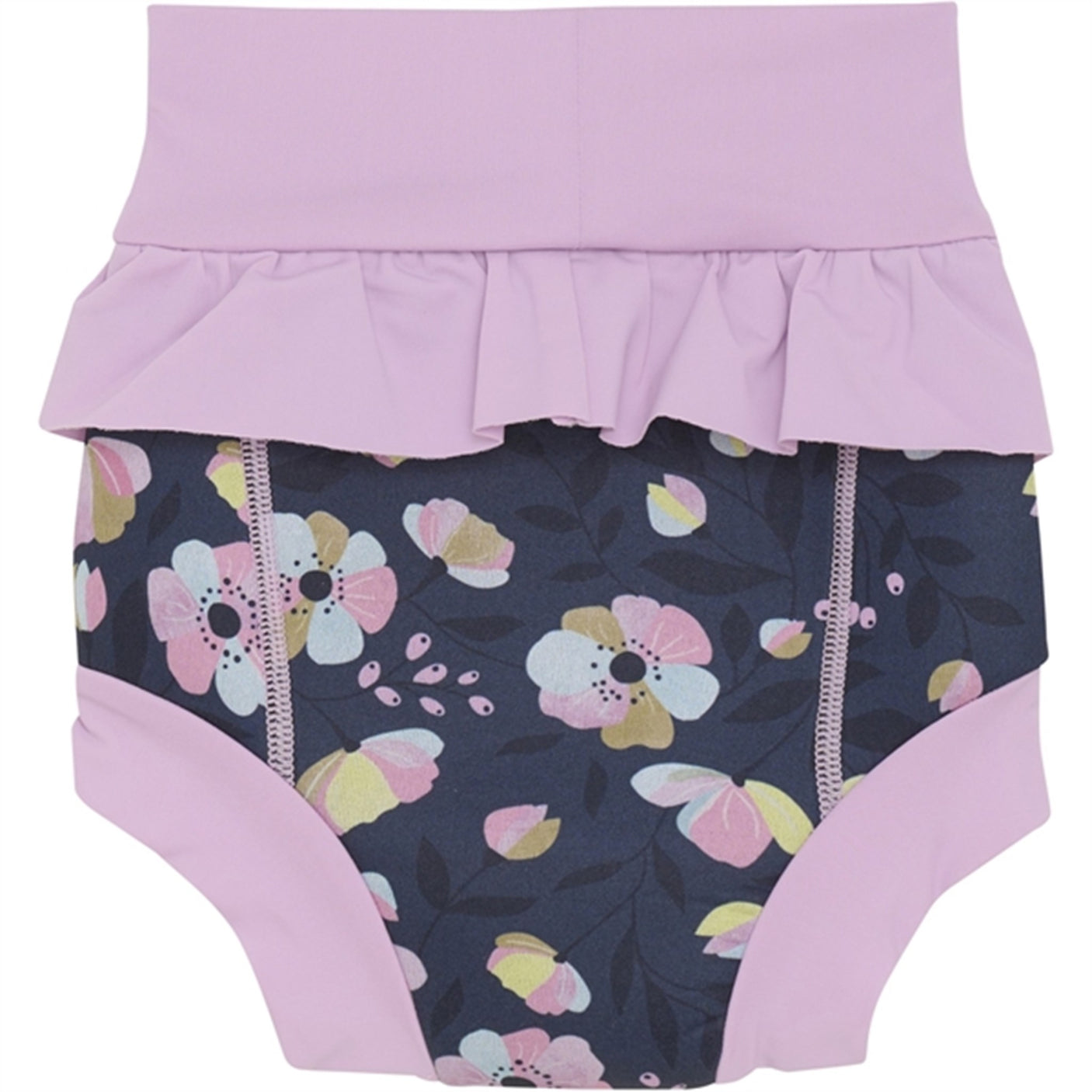 Color Kids Swim Trunks with Frill Flower AOP Lavender Mist