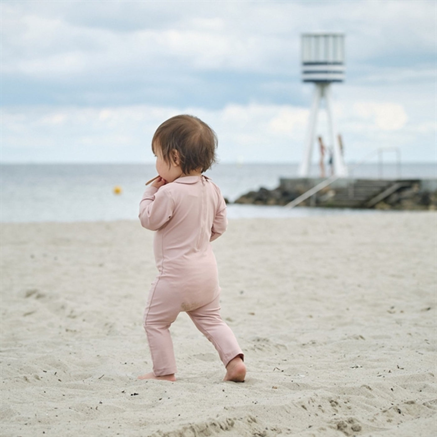 Petit Crabe Rose Nude Palma Onesie with Zipper