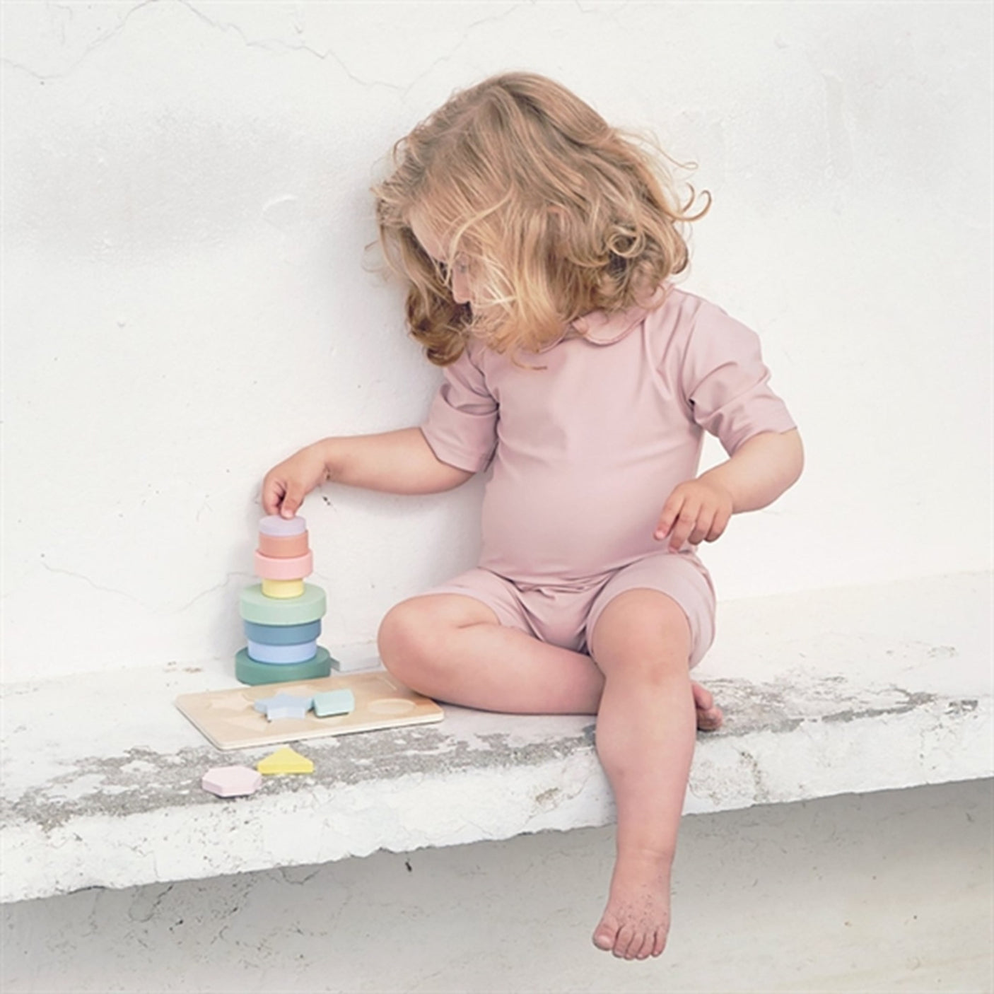 Petit Crabe Rose Nude Palma Onesie with Zipper