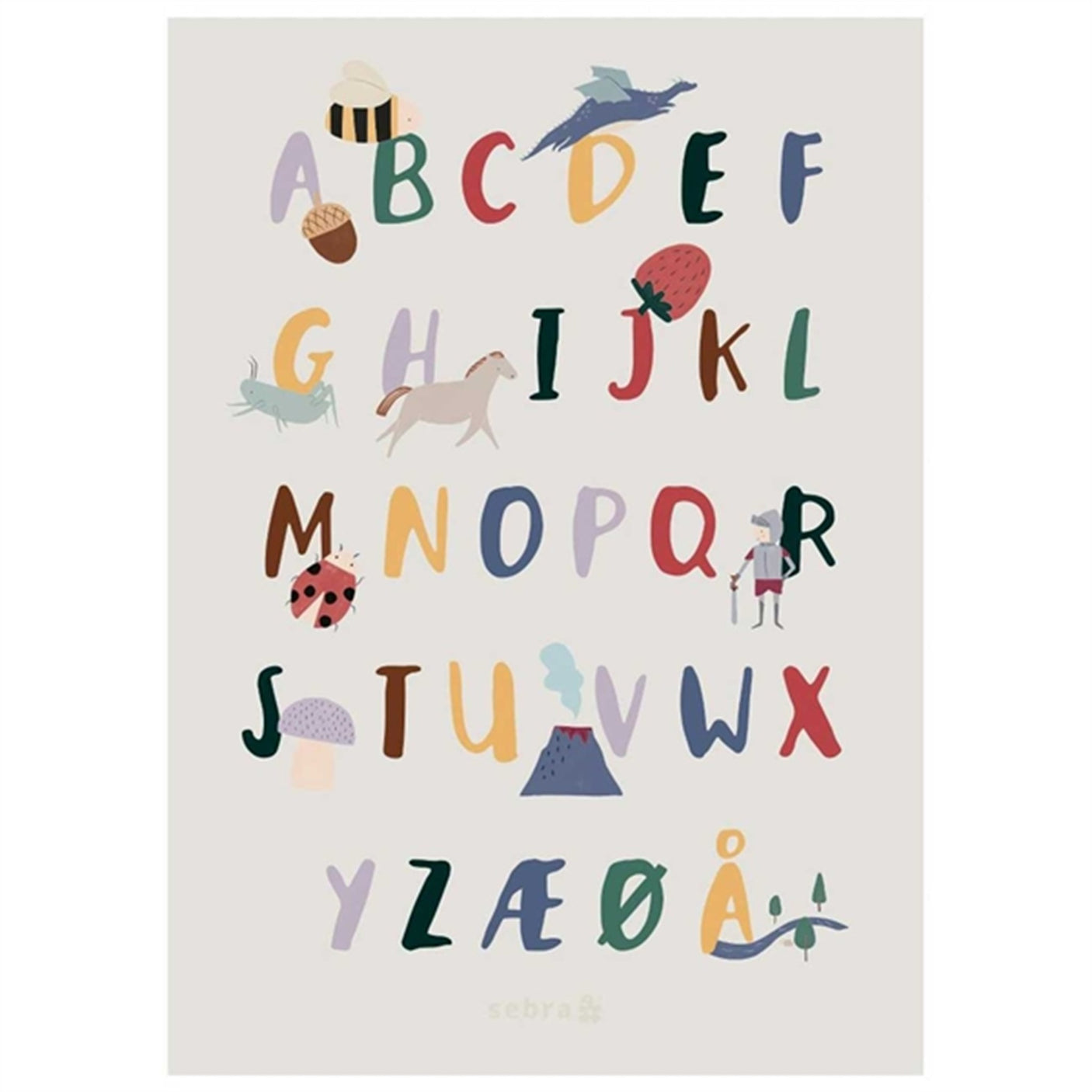 Poster Alphabet A-Å Pixie Dragon