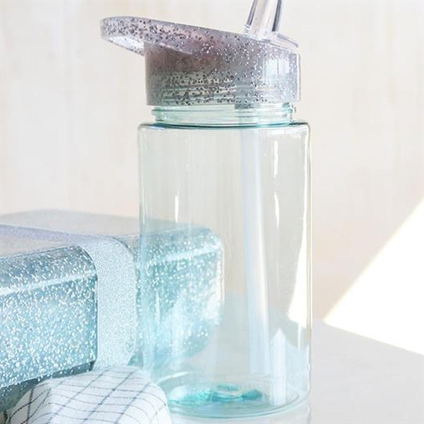 A Little Lovely Company Drink Bottle Glitter Silver