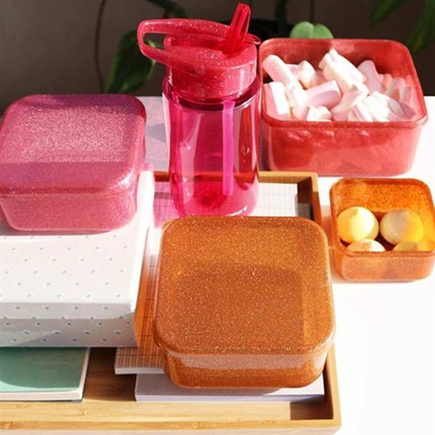 A Little Lovely Company Lunch- and Snackbox Glitter Autumn Pink 3