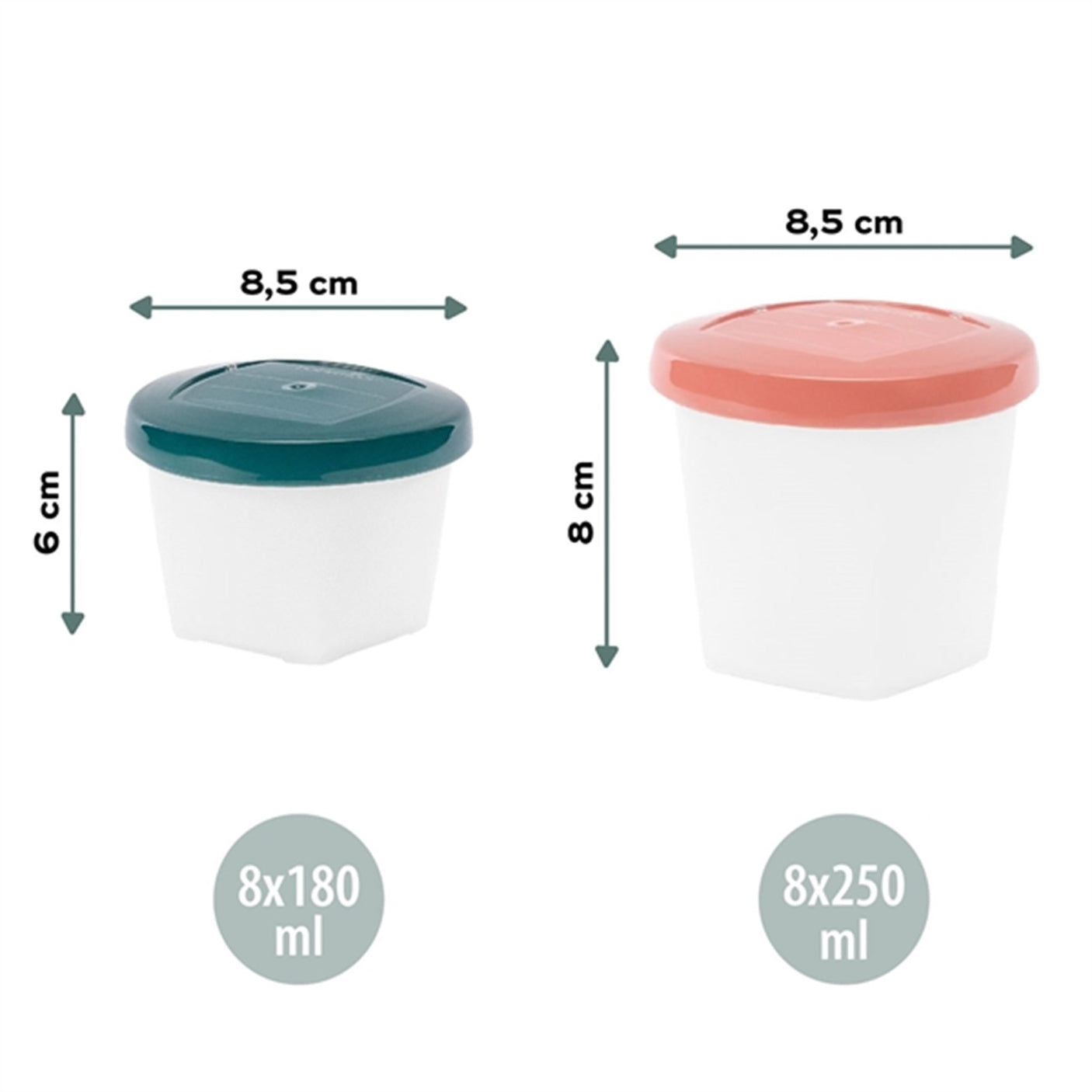 Babymoov ECO Food Containers - 8x 250ml + 8x 180ml