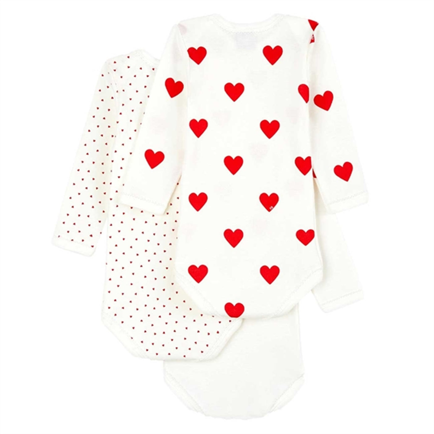 Petit Bateau Bodystocking 3-pack White/Red Hearts