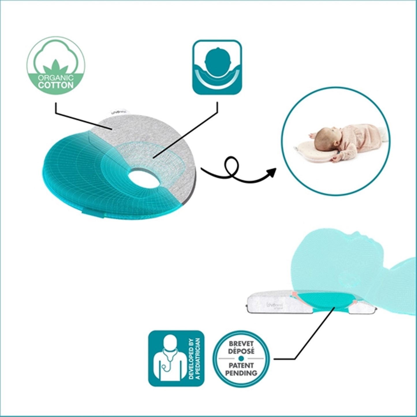 Babymoov Lovenest Baby Pillow Original Pink