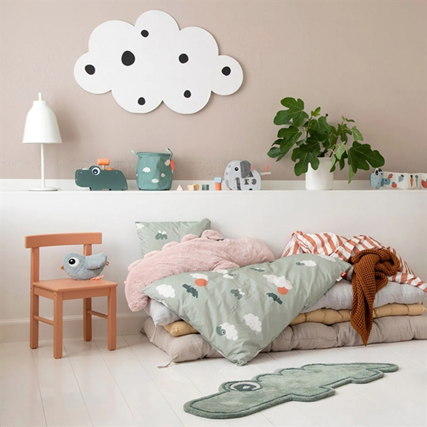 Done by Deer Bedlinen Happy Clouds Green