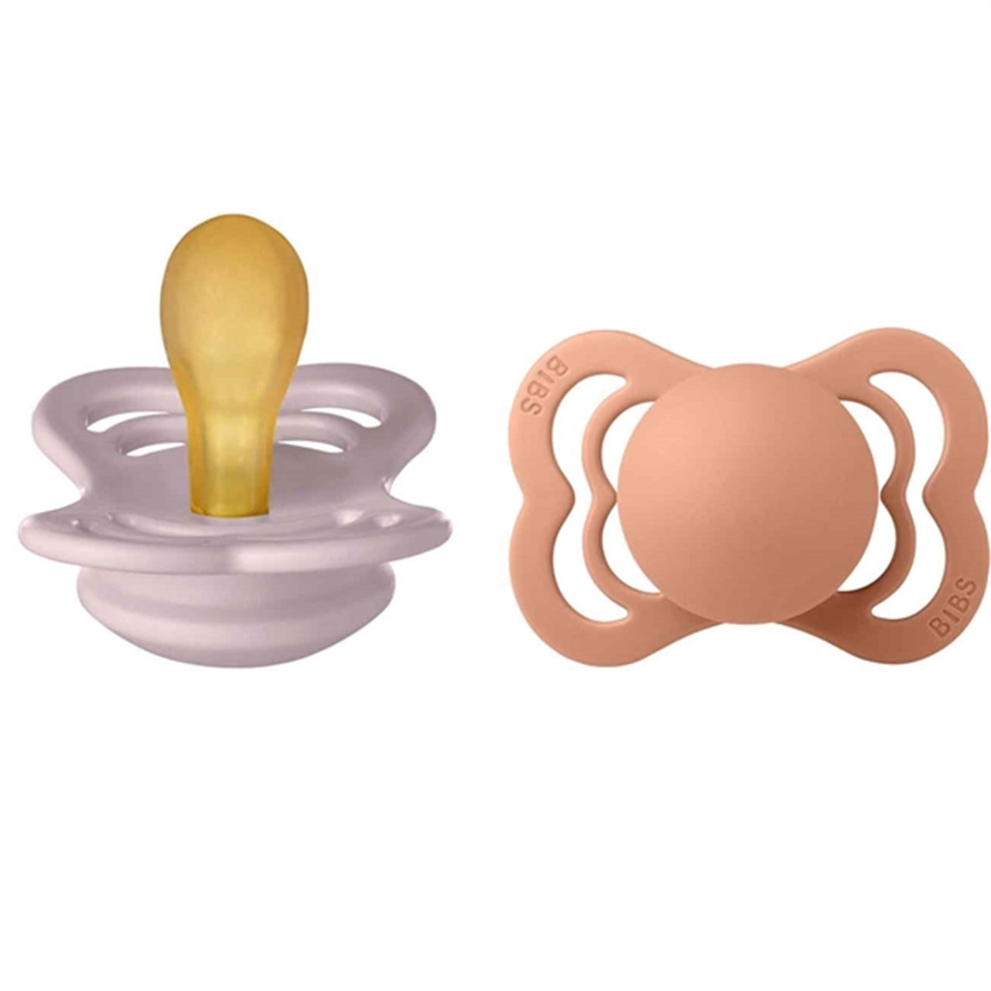 Bibs Supreme Latex Pacifier 2-pack Symmetrical Pink Plum/Peach