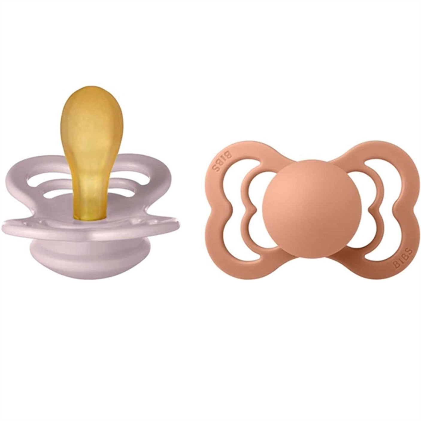 Bibs Supreme Latex Pacifier 2-pack Symmetrical Pink Plum/Peach 2