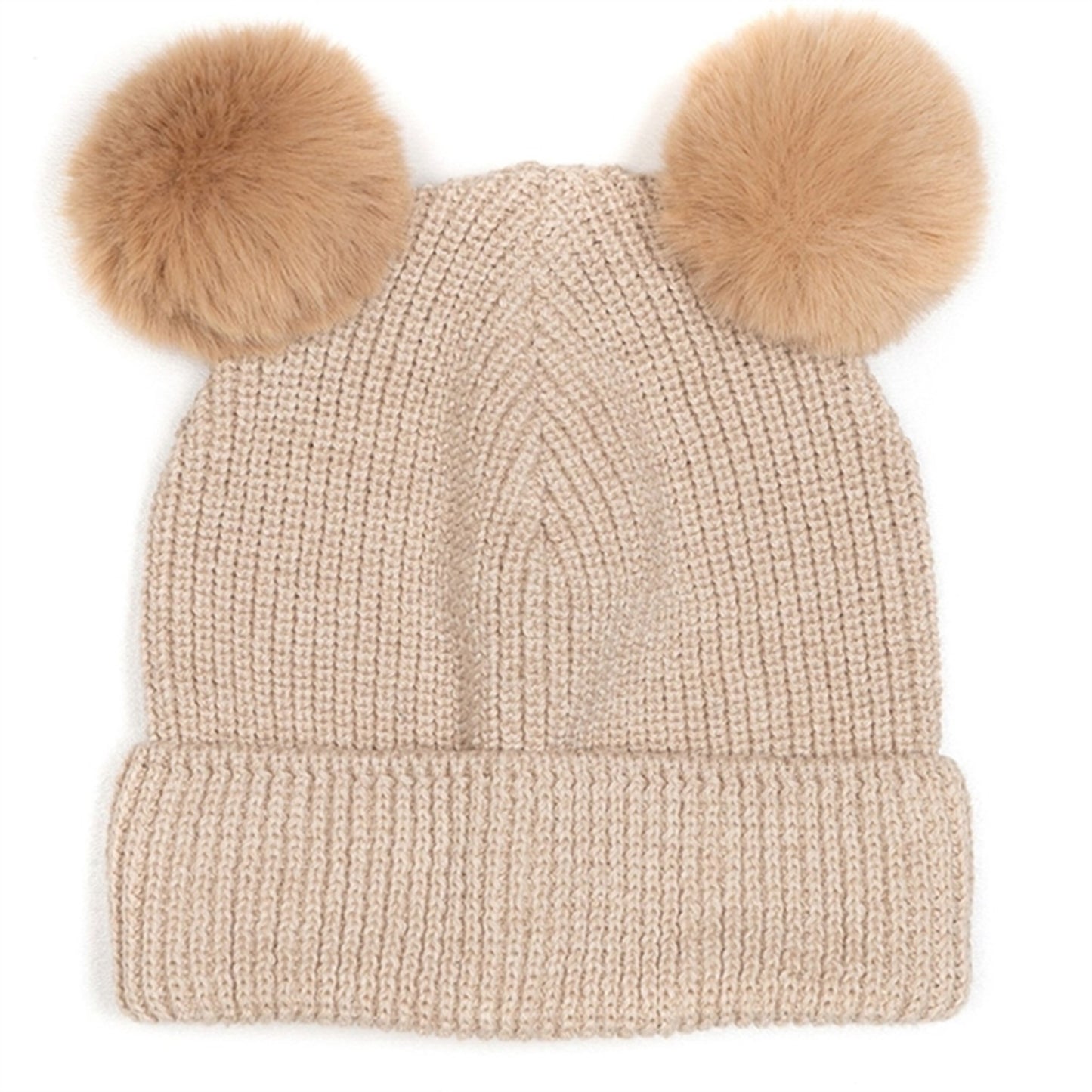 Huttelihut Big Plys Hat Fakefur Camel Pompom