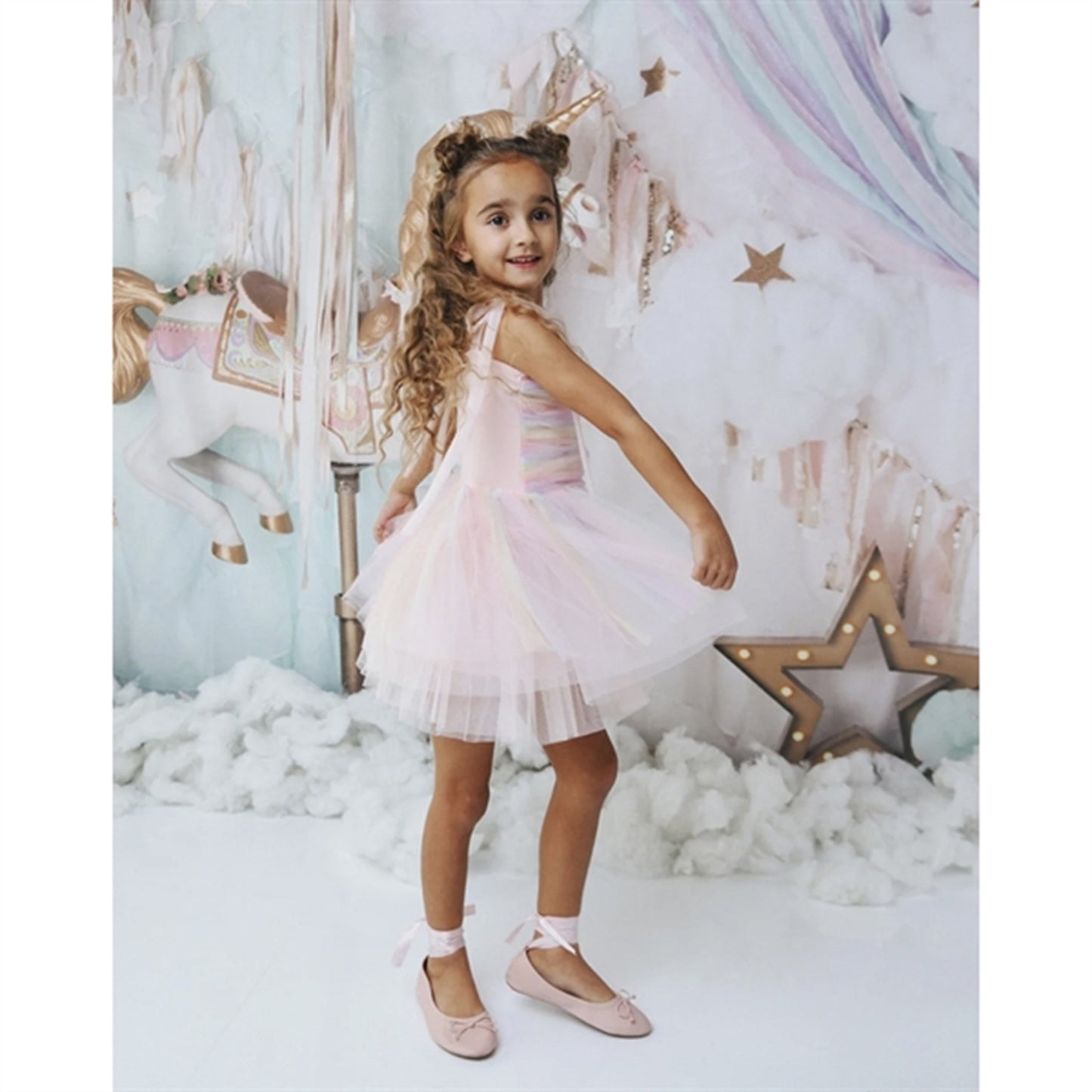 Dolly by Le Petit Tom Unicorn Rainbow Ballerina Tulle Tutu Dress Rainbow Pastel