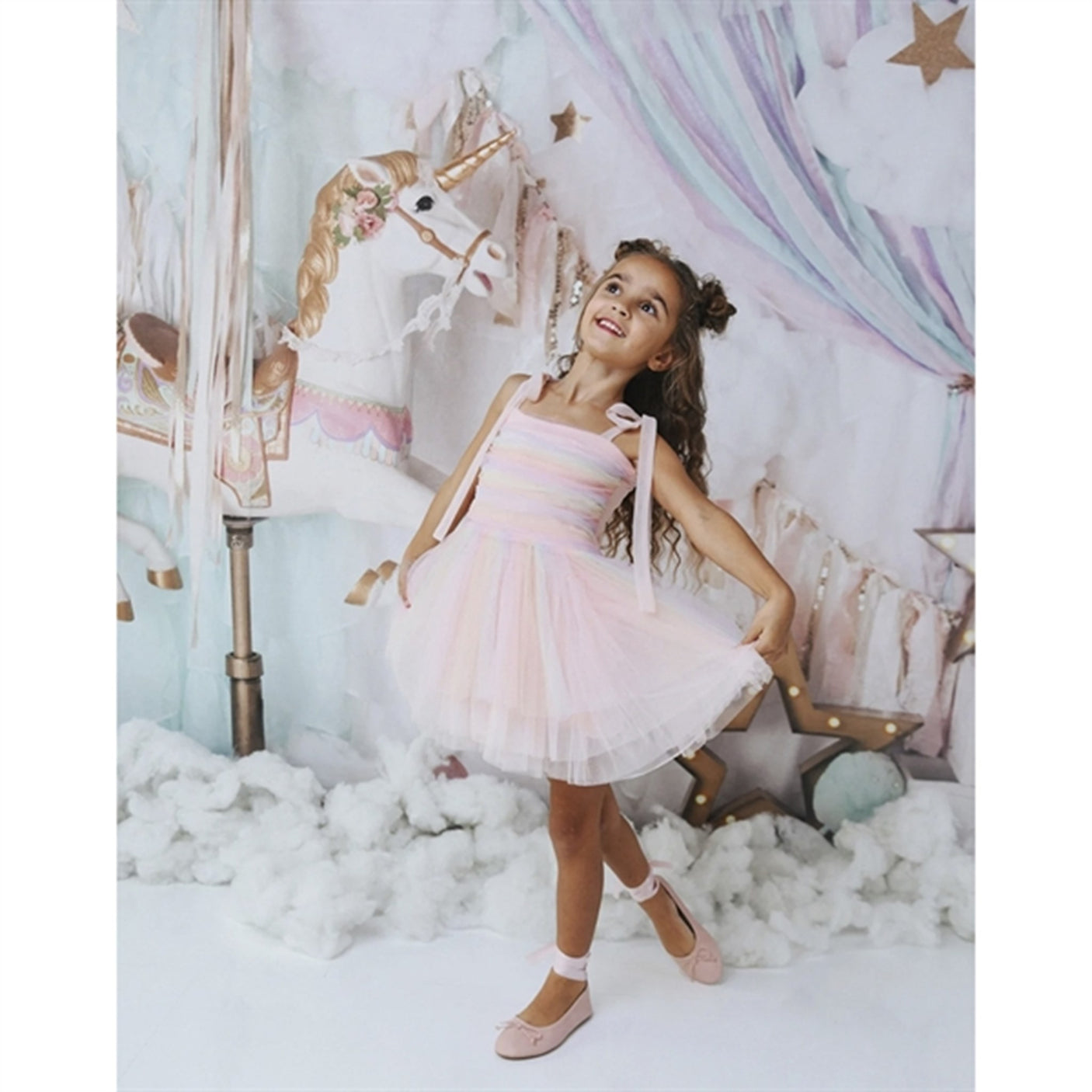 Dolly by Le Petit Tom Unicorn Rainbow Ballerina Tulle Tutu Dress Rainbow Pastel