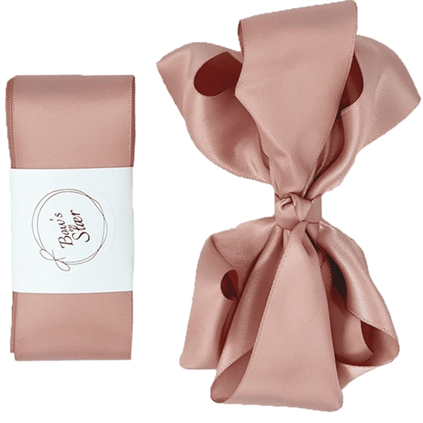Bow's by Stær Christening Ribbon w. Bow Satin Antique Rose