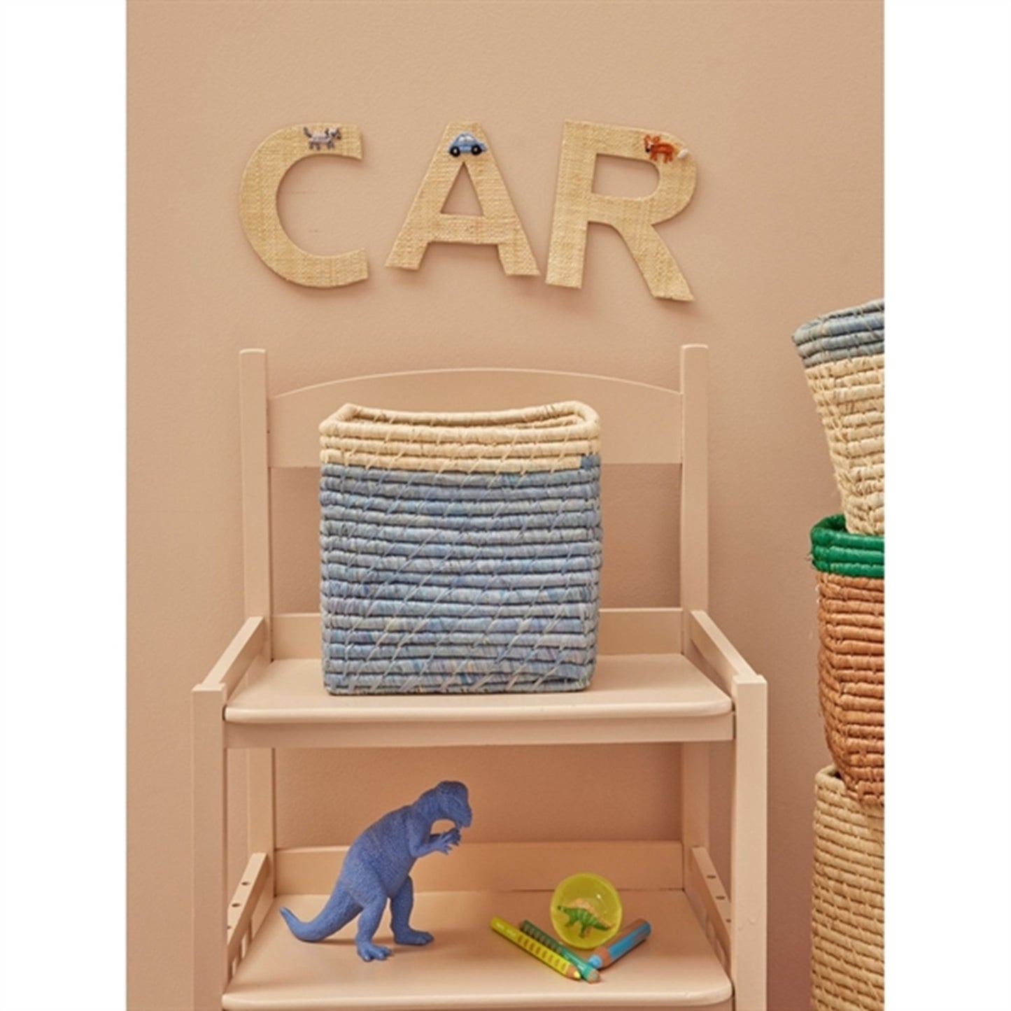 RICE Blue/Nature Basket for Storage Small