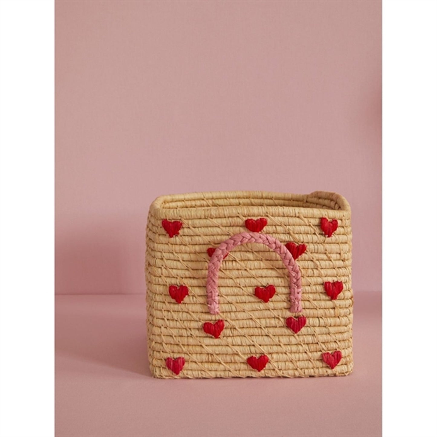 RICE Hearts Square Raffia Basket
