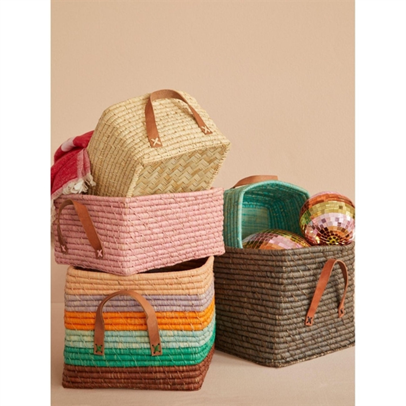 RICE Nature Rectangular Raffia Basket