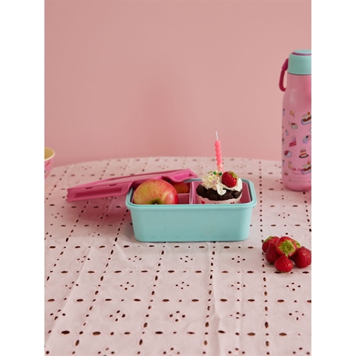 RICE Pink/Mint Lunchbox with 3 Inserts