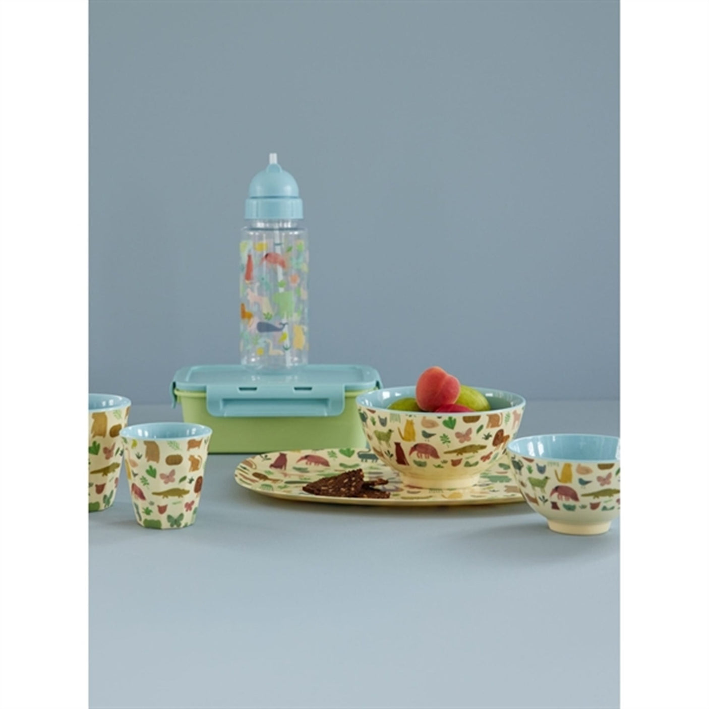 RICE Soft Green/Blue Lunchbox with 3 Inserts