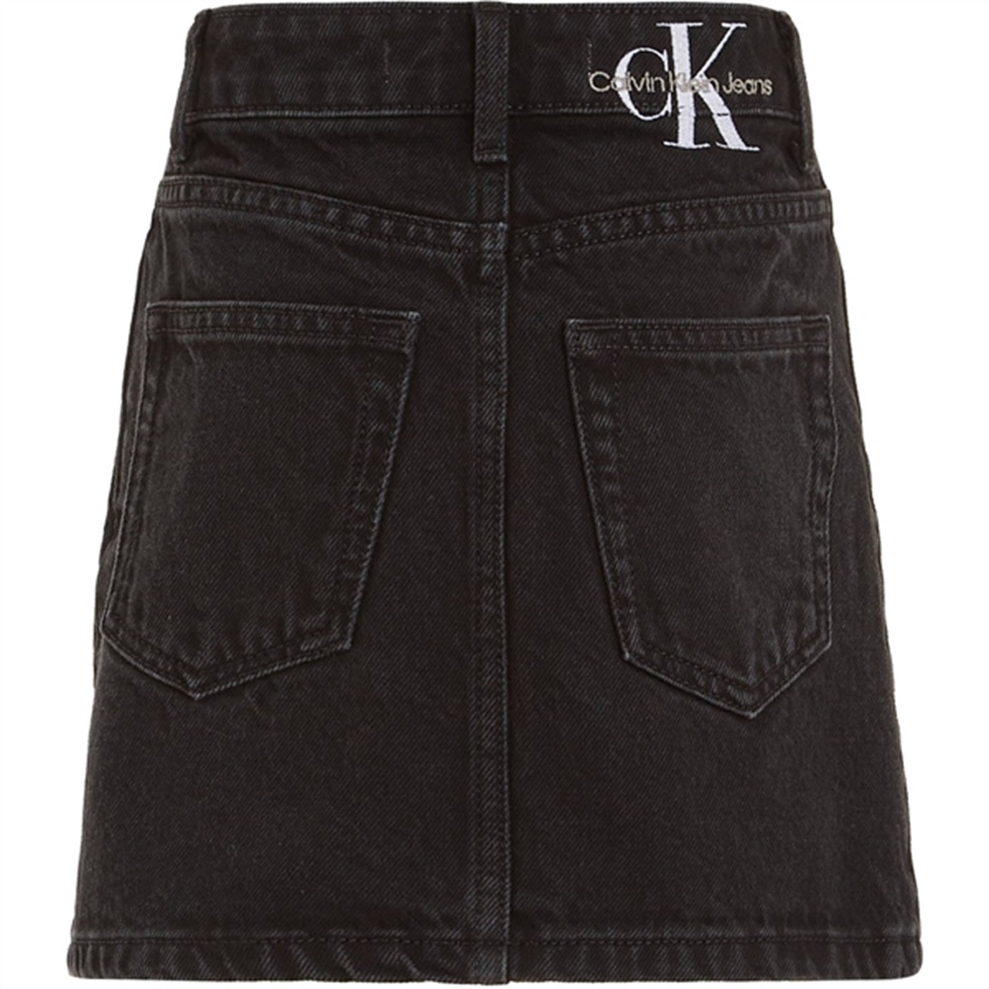 Calvin Klein Washed Black Denim Button Skirt Washed Black