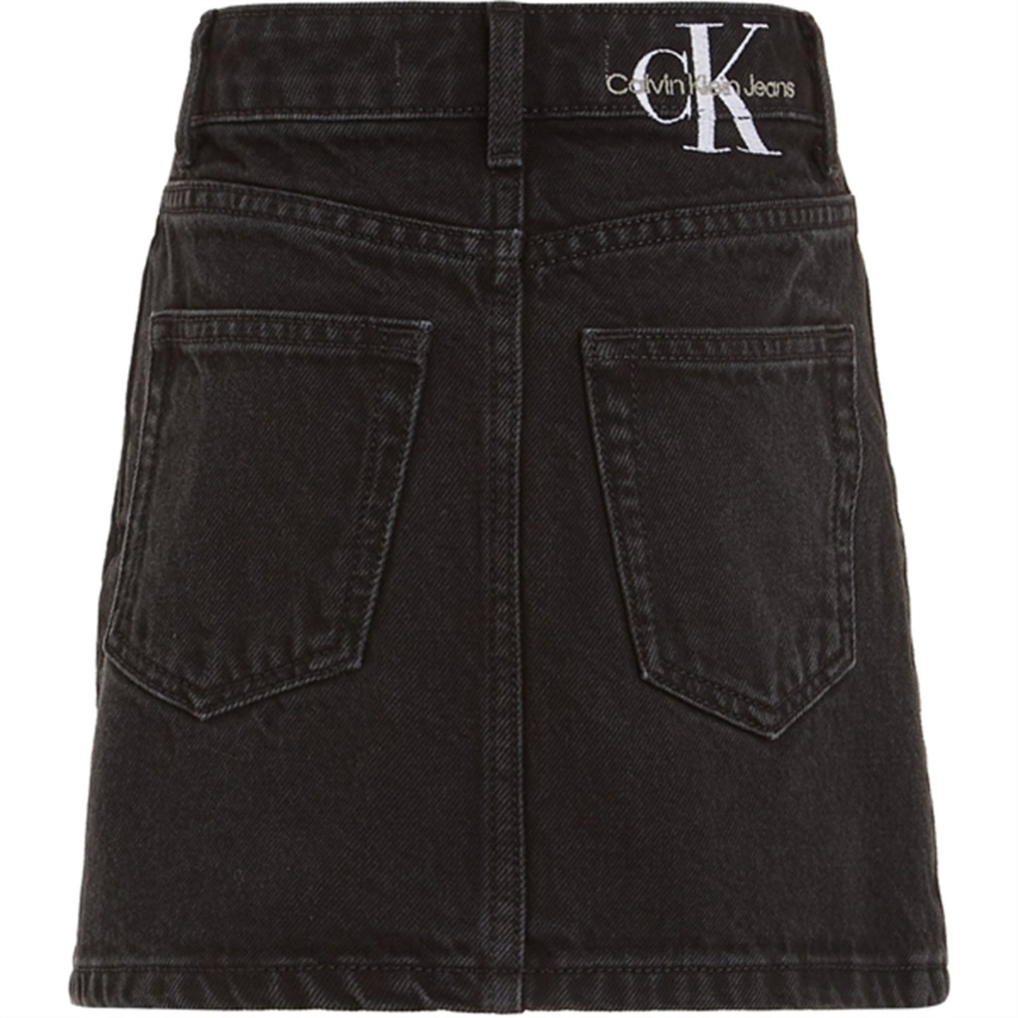 Calvin Klein Washed Black Denim Button Skirt Washed Black