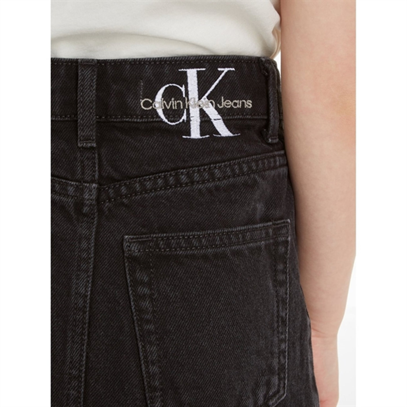 Calvin Klein Washed Black Denim Button Skirt Washed Black