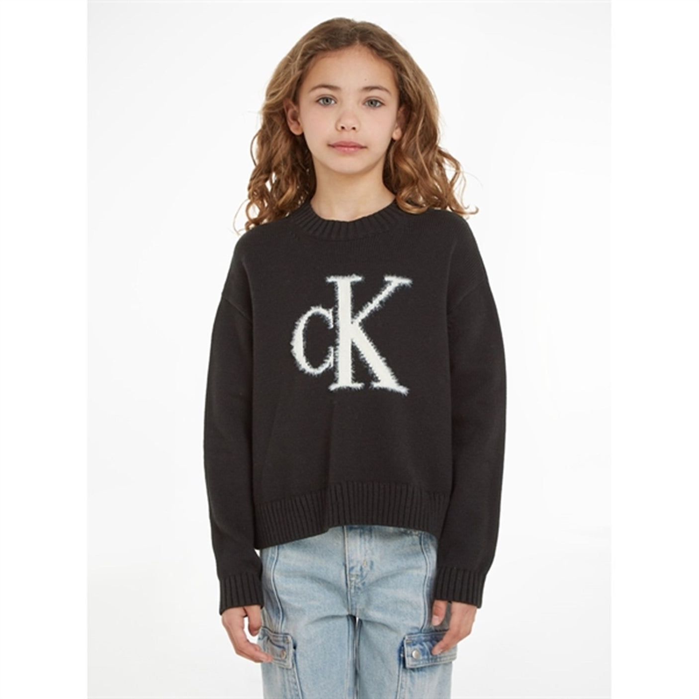Calvin Klein Fluffy Monogram Jumper Ck Black