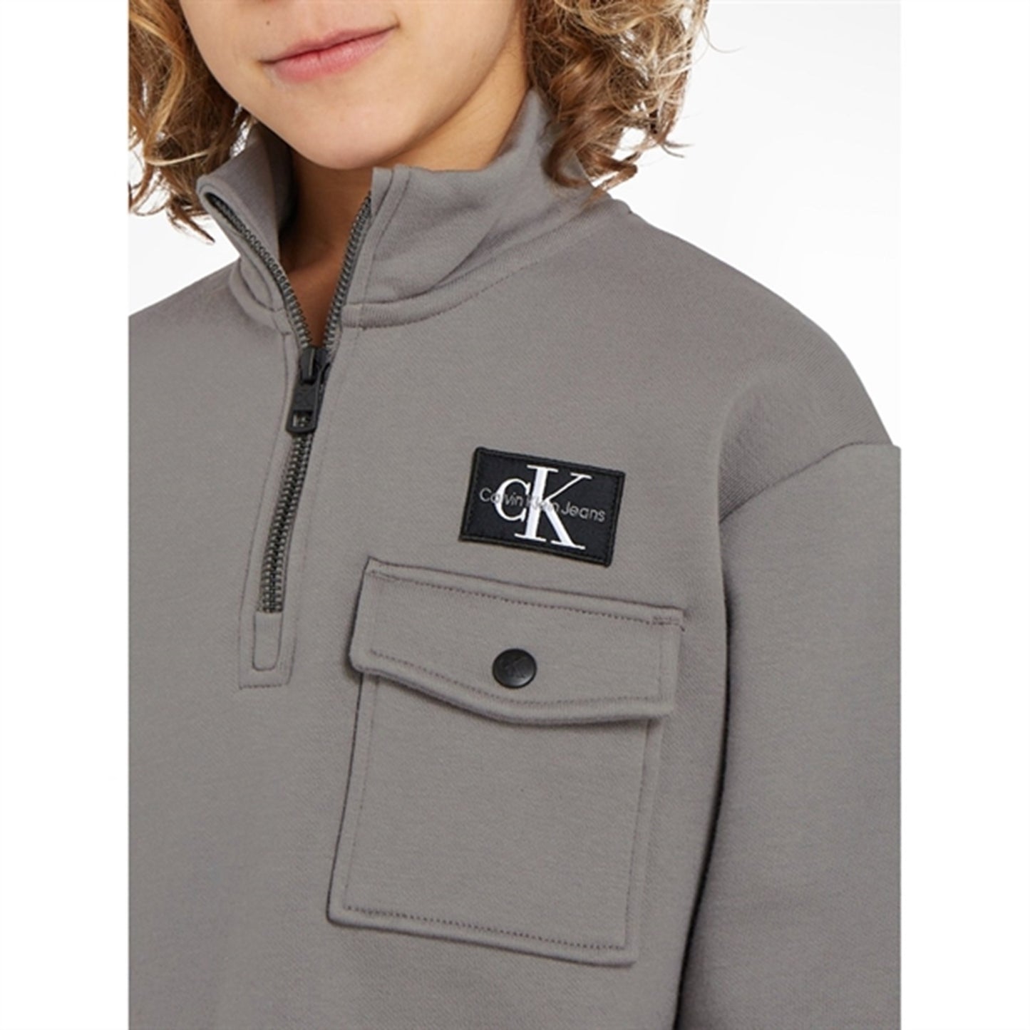 Calvin Klein Half-Zip Workwear Fleece Popover Brushed Nickel