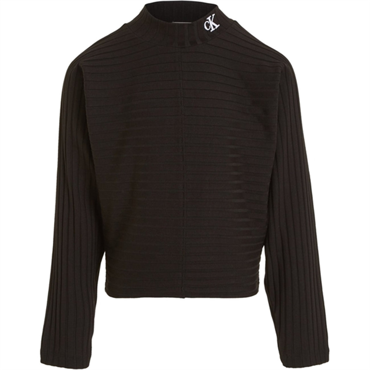 Calvin Klein Structured Rib Mockneck Bluse Ck Black