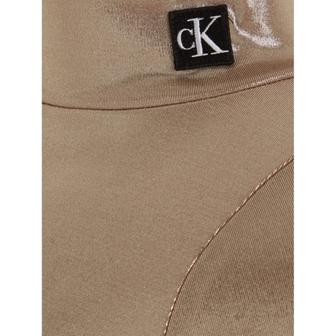 Calvin Klein Metallic Coated Mockneck Blouse Frosted Almond