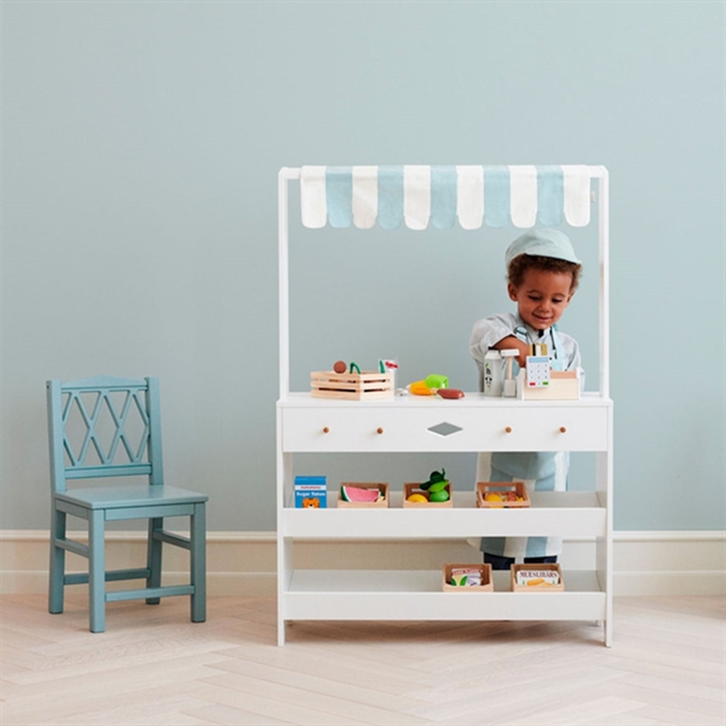 Cam Cam Copenhagen Shop Keeper Apron White/Blue Stripes 2