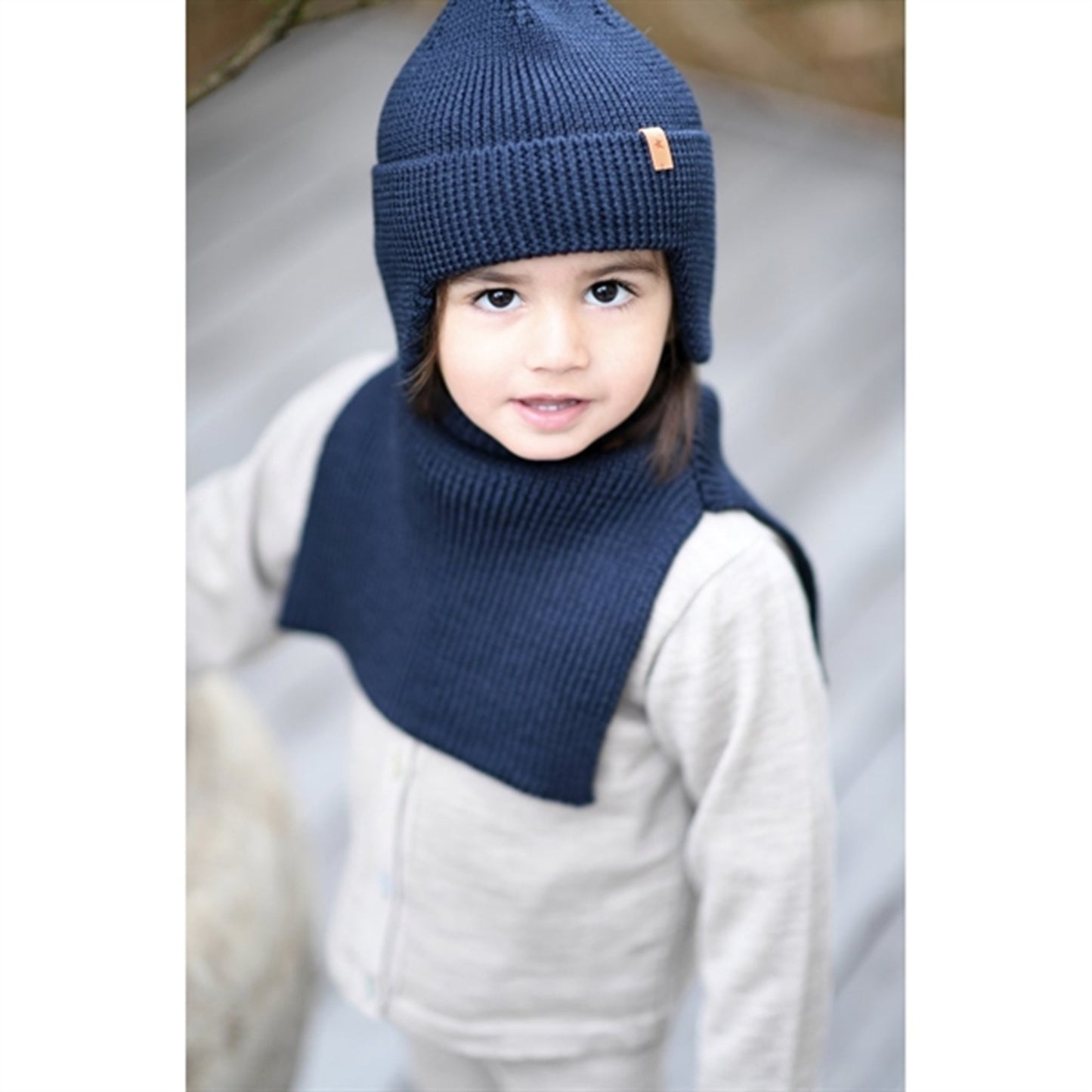 Huttelihut Neck Warmer Solid Wool Knit Ajas Navy