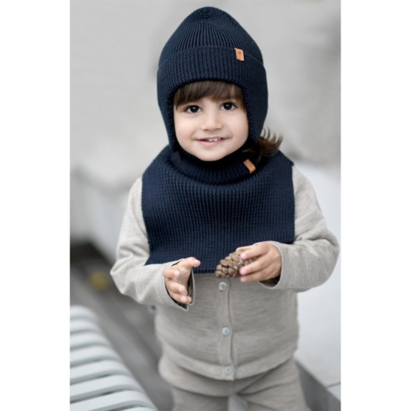 Huttelihut Neck Warmer Solid Wool Knit Ajas Navy