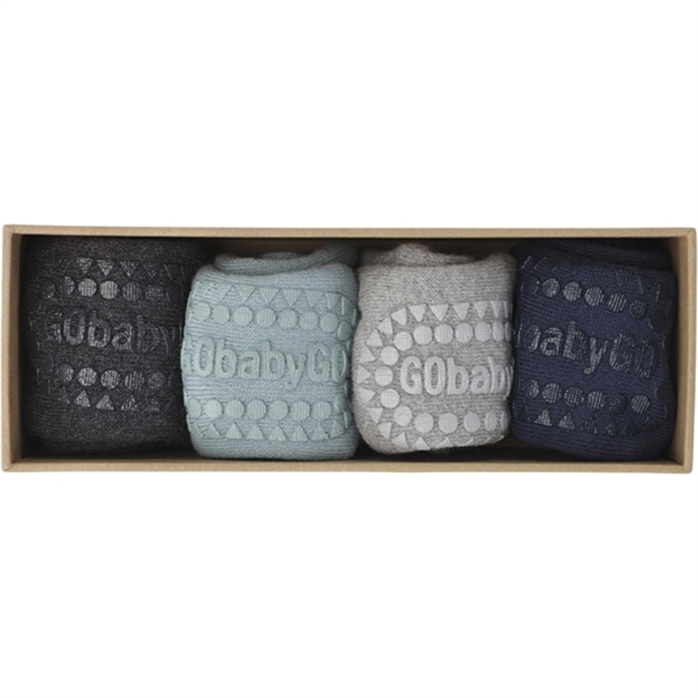 GObabyGO Cotton Socks Combo Box Antislip Dusty Blue