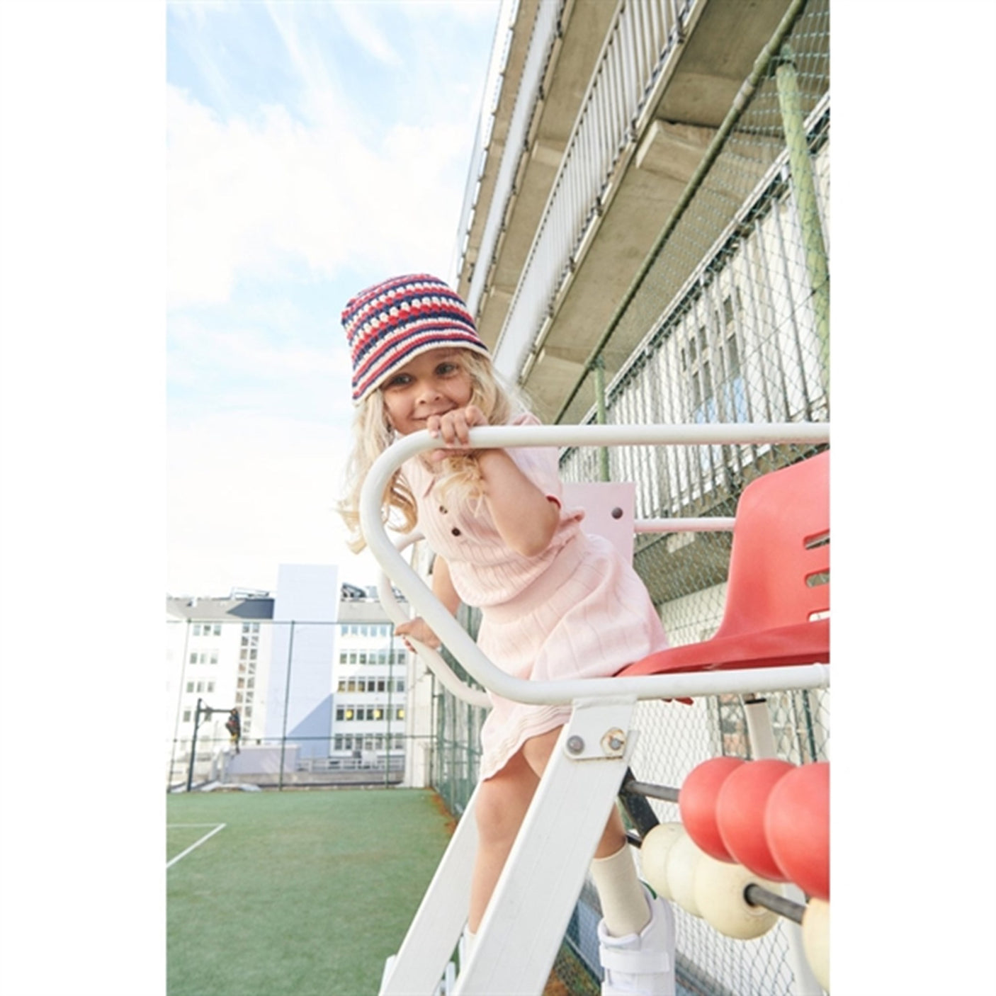 Copenhagen Colors Cream/Navy/Red Comb. Crocheted Hat