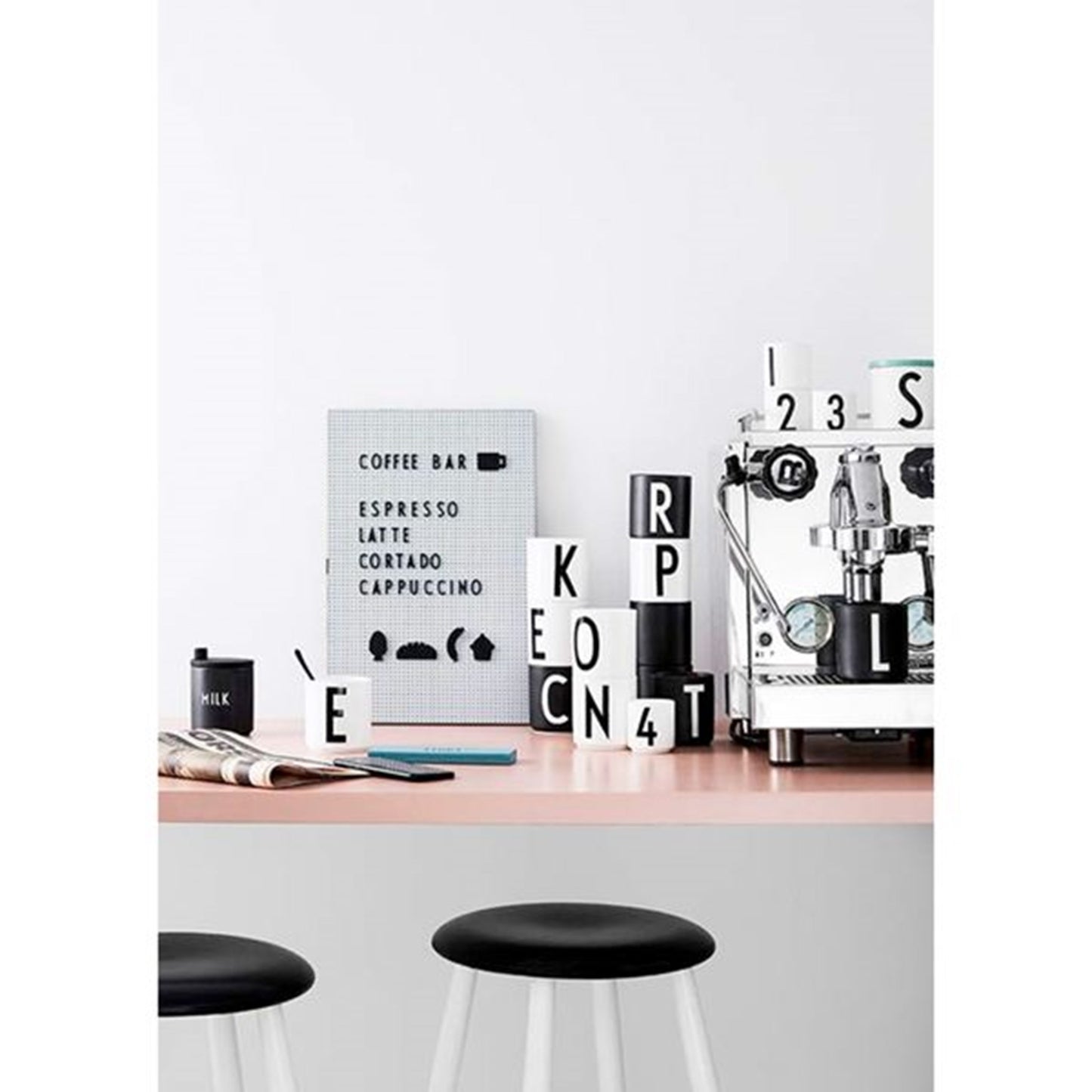 Design Letters Food Icons for Messageboard White