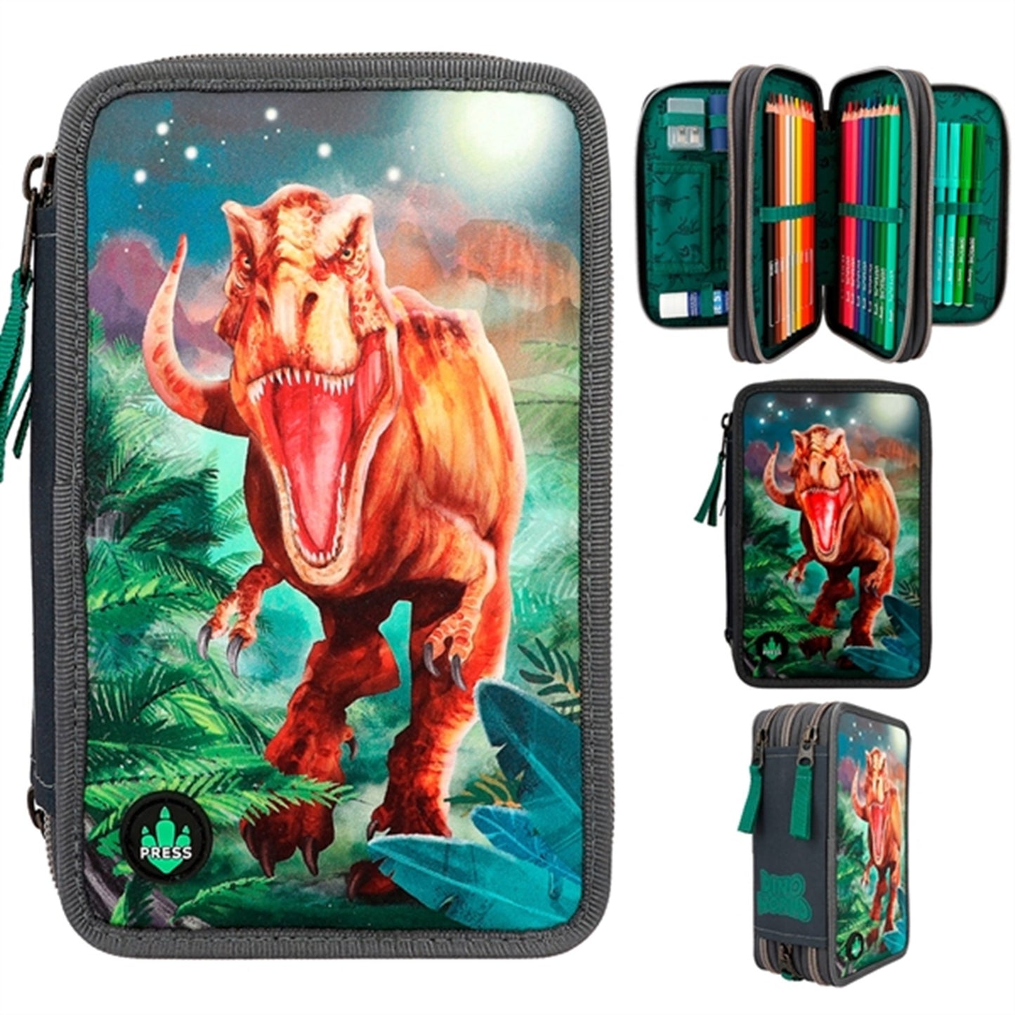 Dino World Triple Pencil Case LED T-Rex