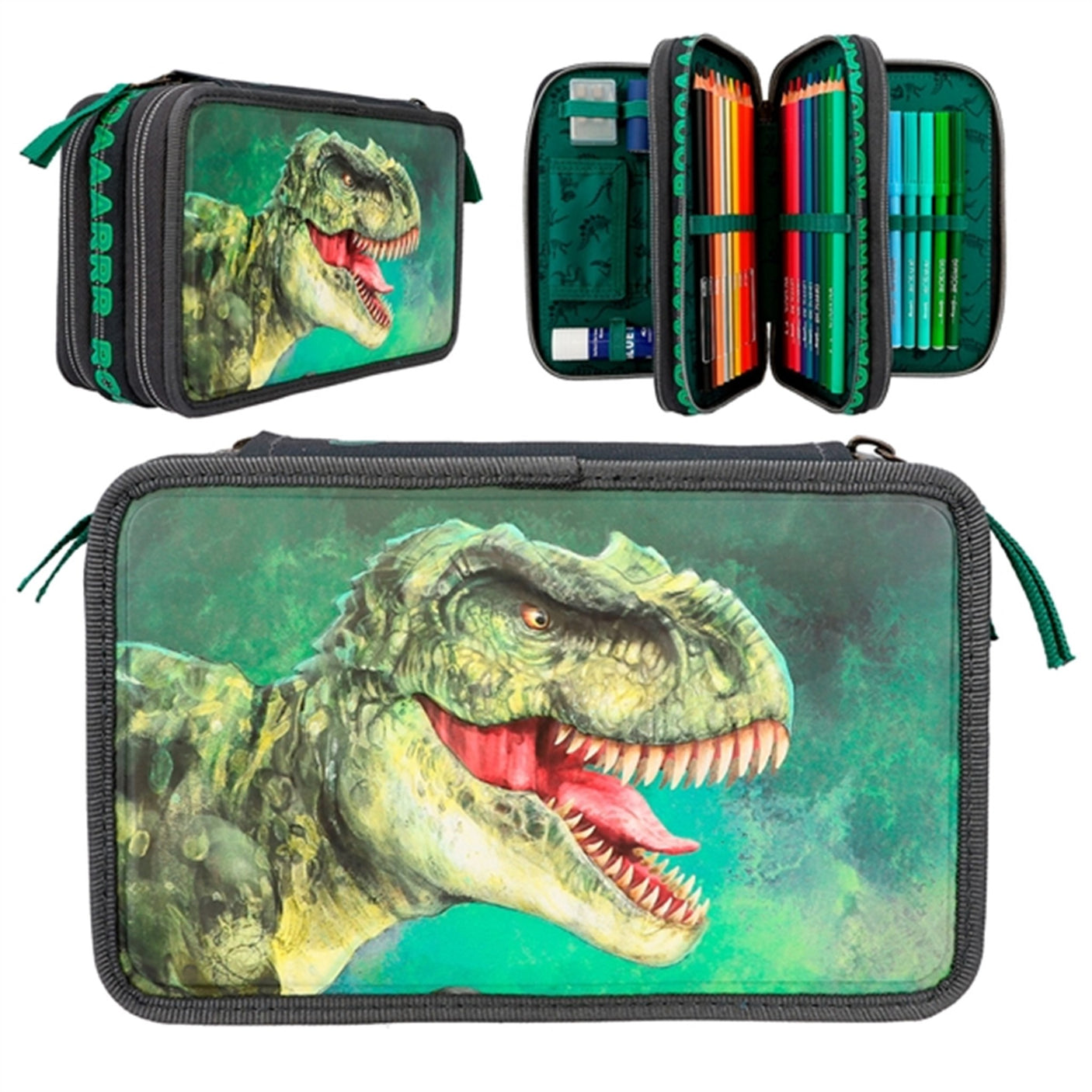 Dino World Triple Pencil Case T-Rex