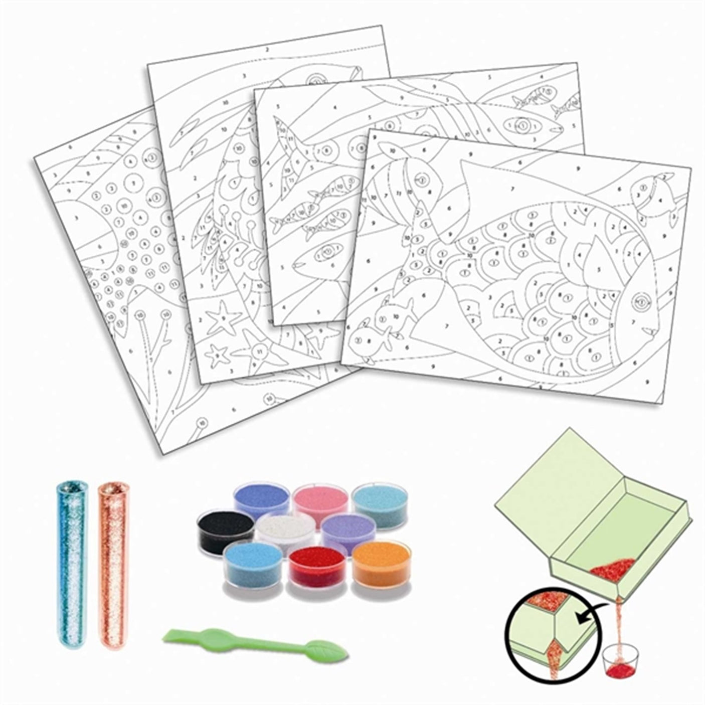 Djeco Creative Box Coloured Sand - Rainbow Fish 4