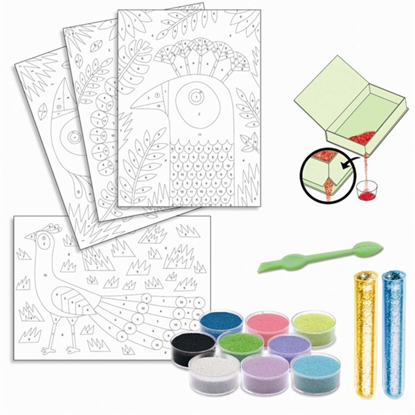 Djeco Creative Box Coloured Sand - Birds