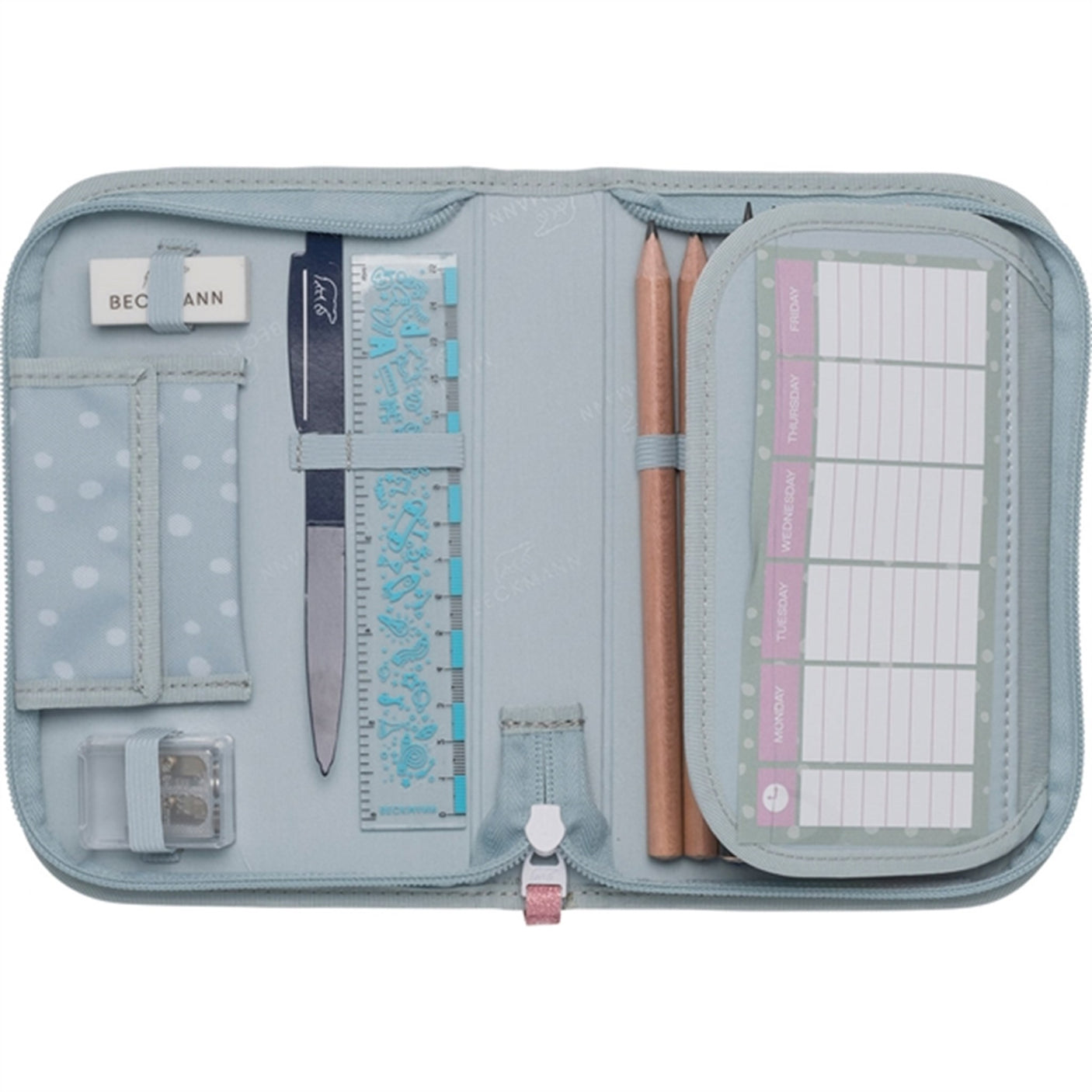 Beckmann Single Section Pencil Case Forest Deer Dusty Mint