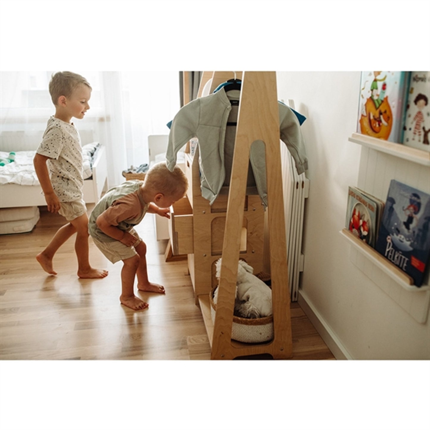 Duck Woodworks Children Wardrobe with Drawers Natural