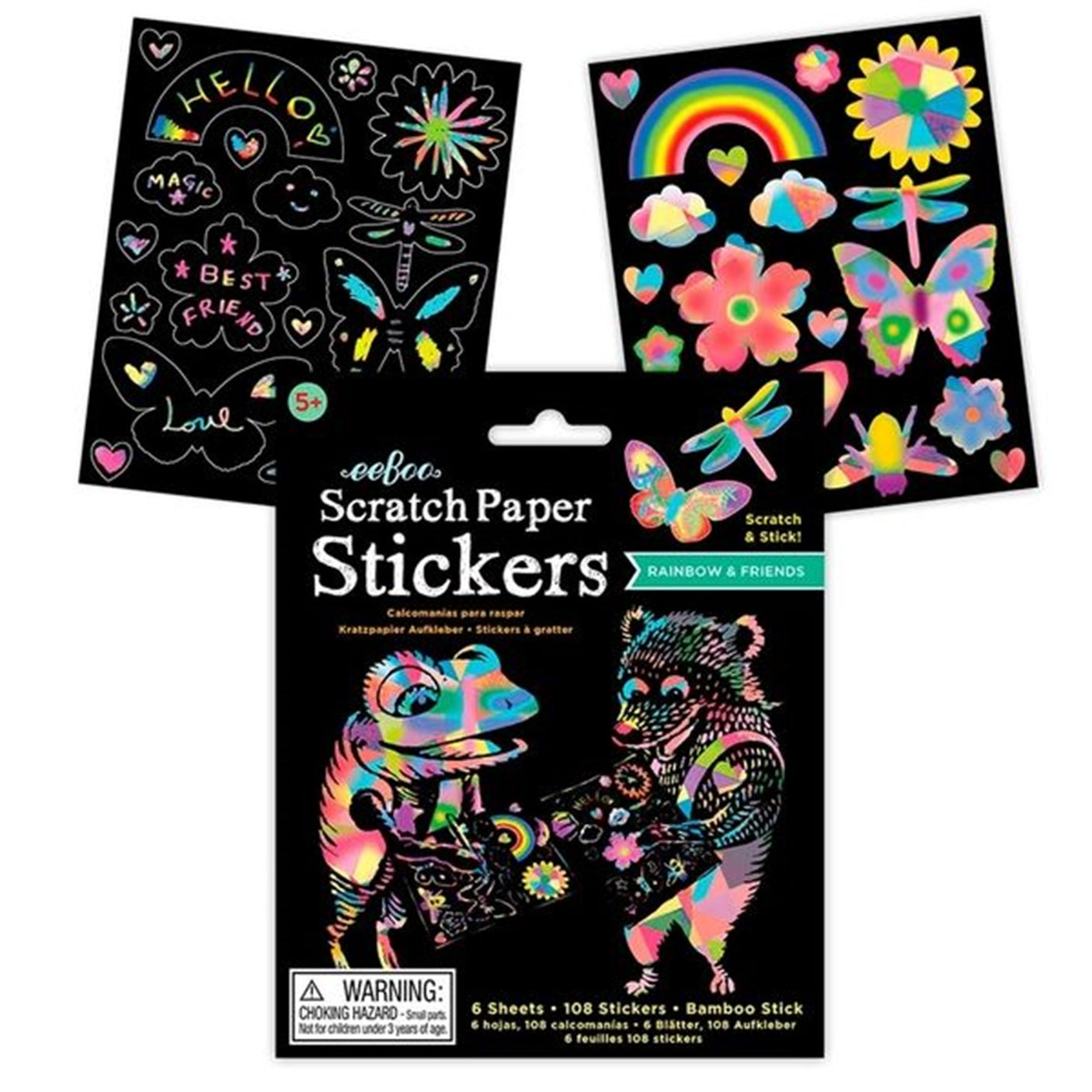 Eeboo Scratch Art Stickers - Rainbow and Friends
