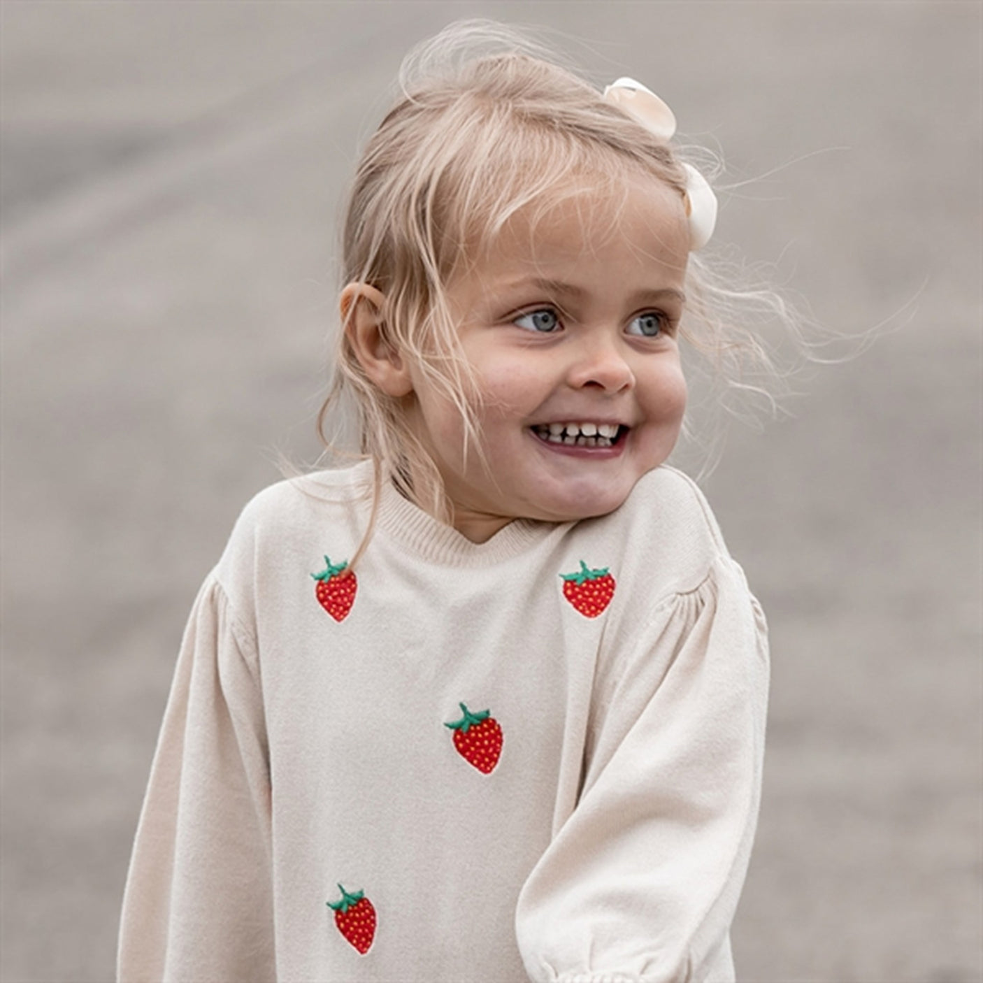 Fliink Sandshell/High Risk Red Strawberry Favo Embr. Knitted Dress