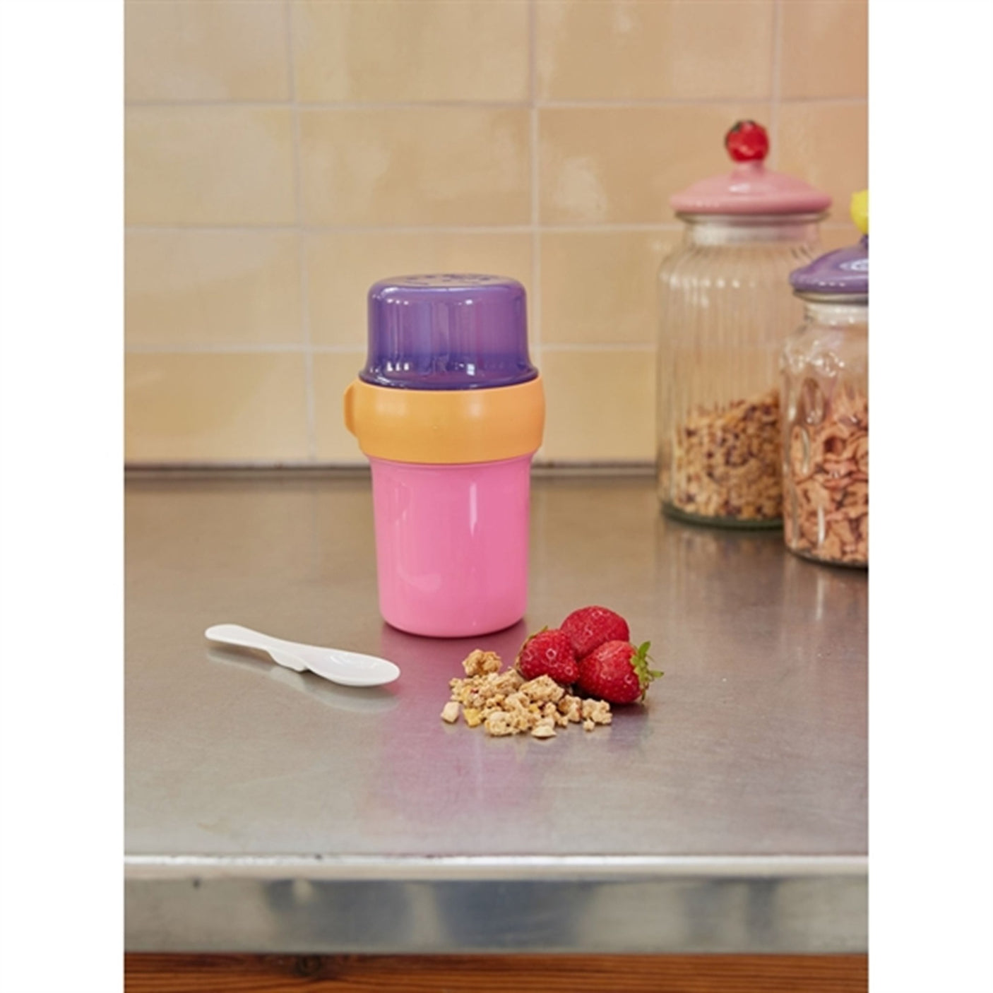 RICE Soft Pink To-Go Granola Container