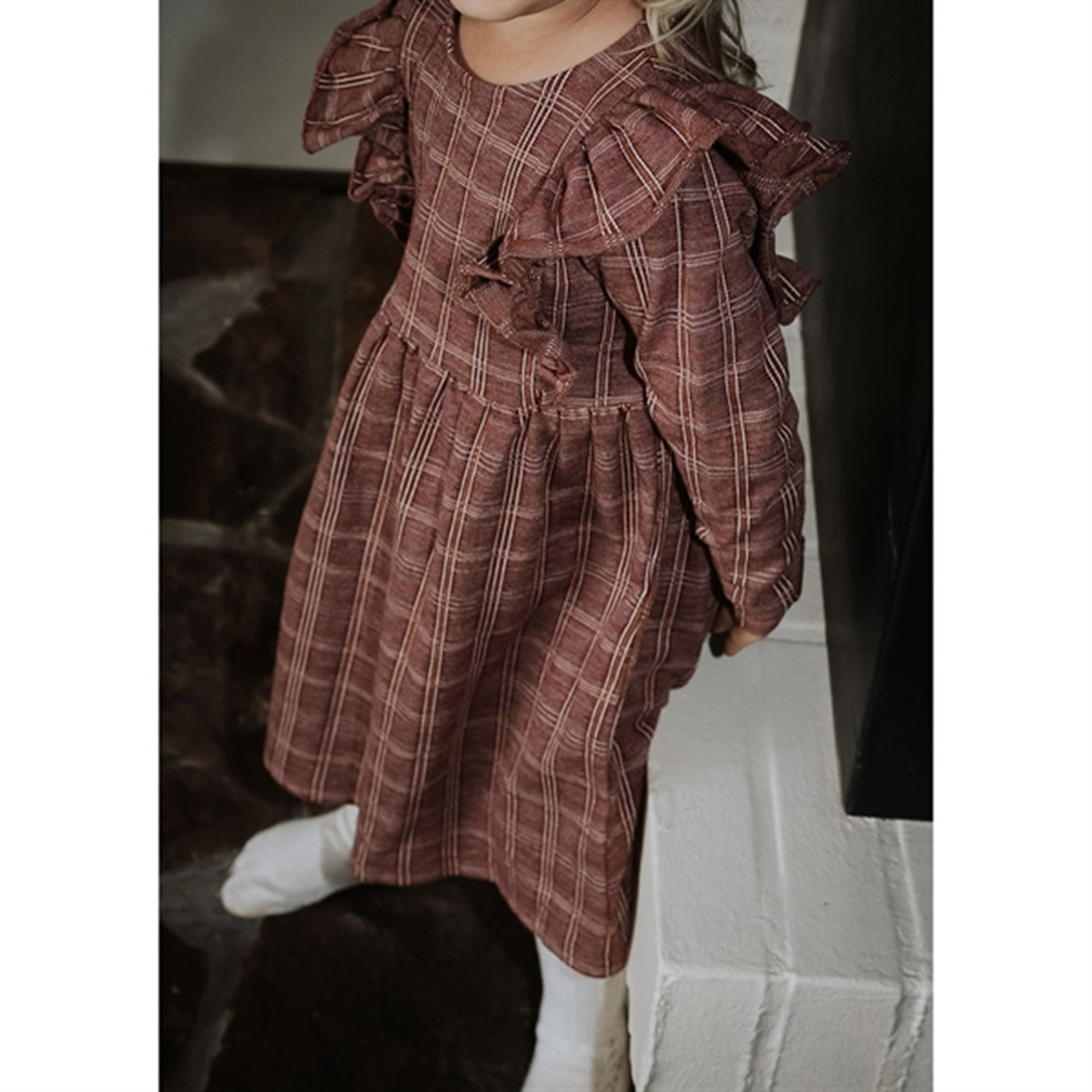 Fliink Chicory Coffee Miro Ls Ruffle Dress