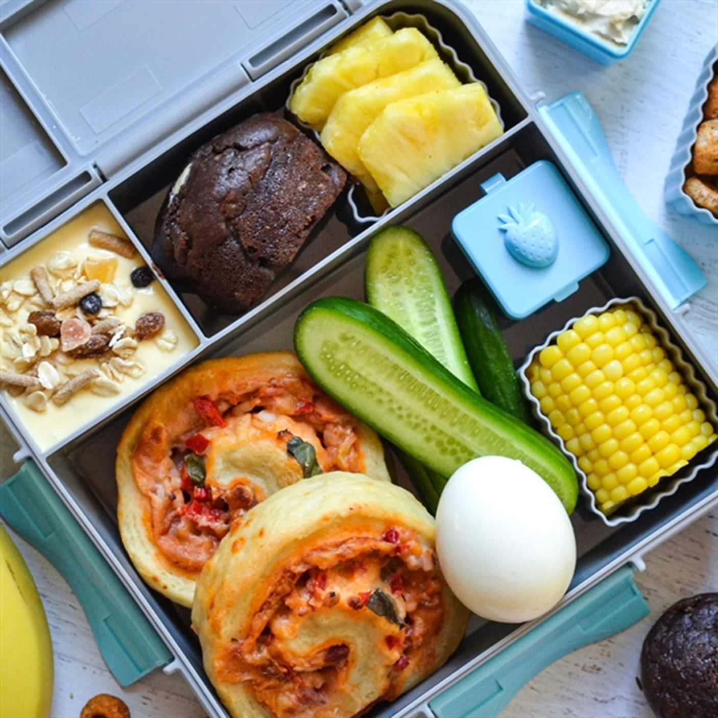 Little Lunch Box Co Bento Surprise Box Light Blue Fruits