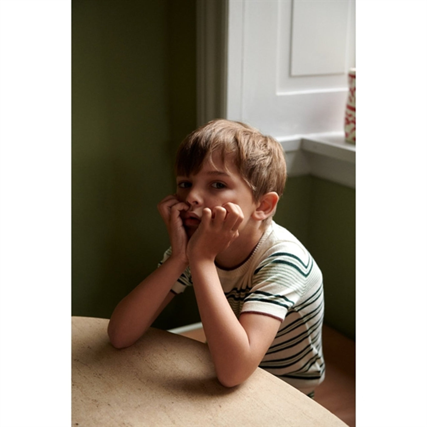 FUB Striped T-Shirt Ecru/Deep Green