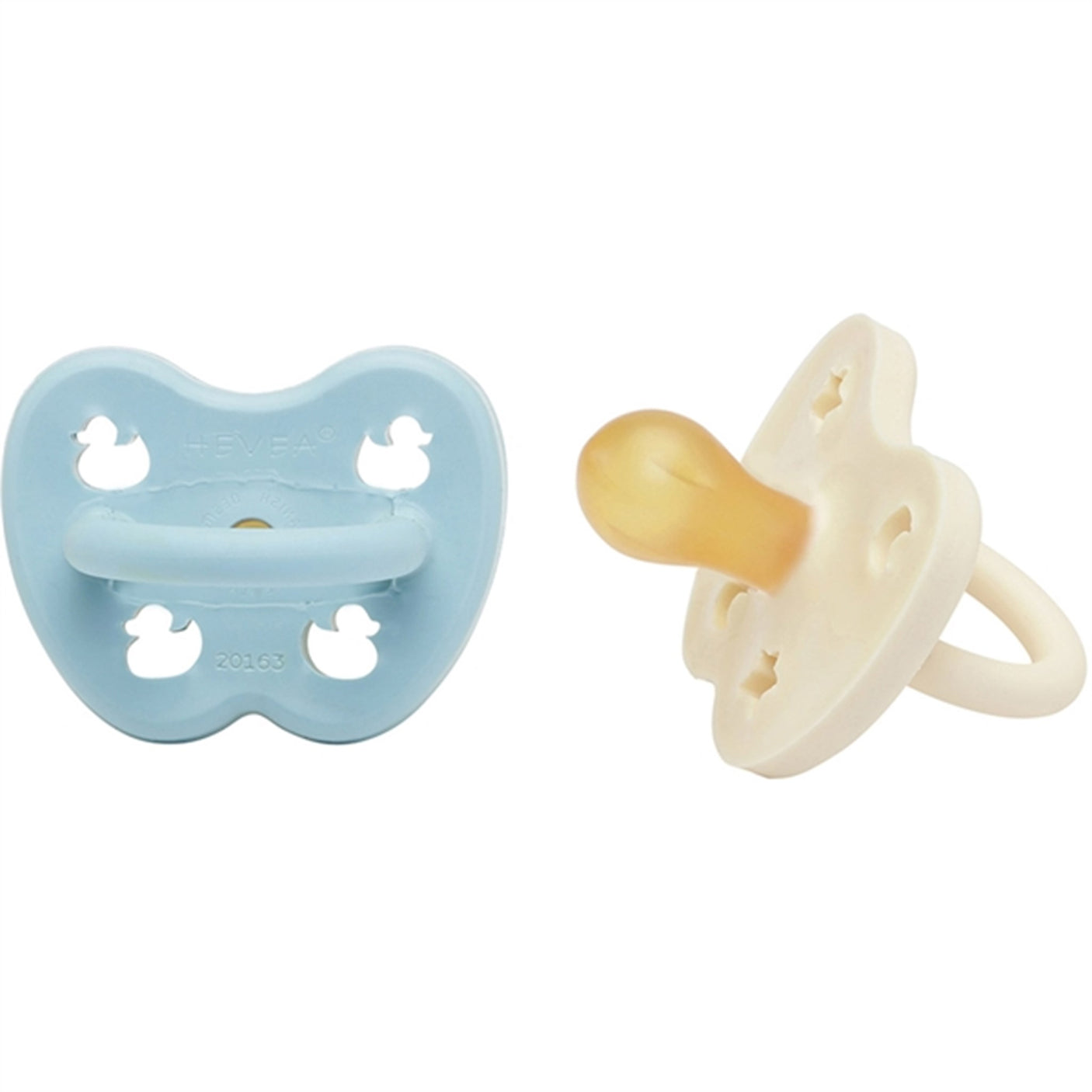 Hevea Pacifier Round 2-pack Baby Blue & Milky White